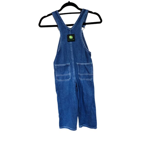 John Deere Kids Denim Overalls Size 5 Blue Cotton Adjustable Straps - Picture 2 of 4
